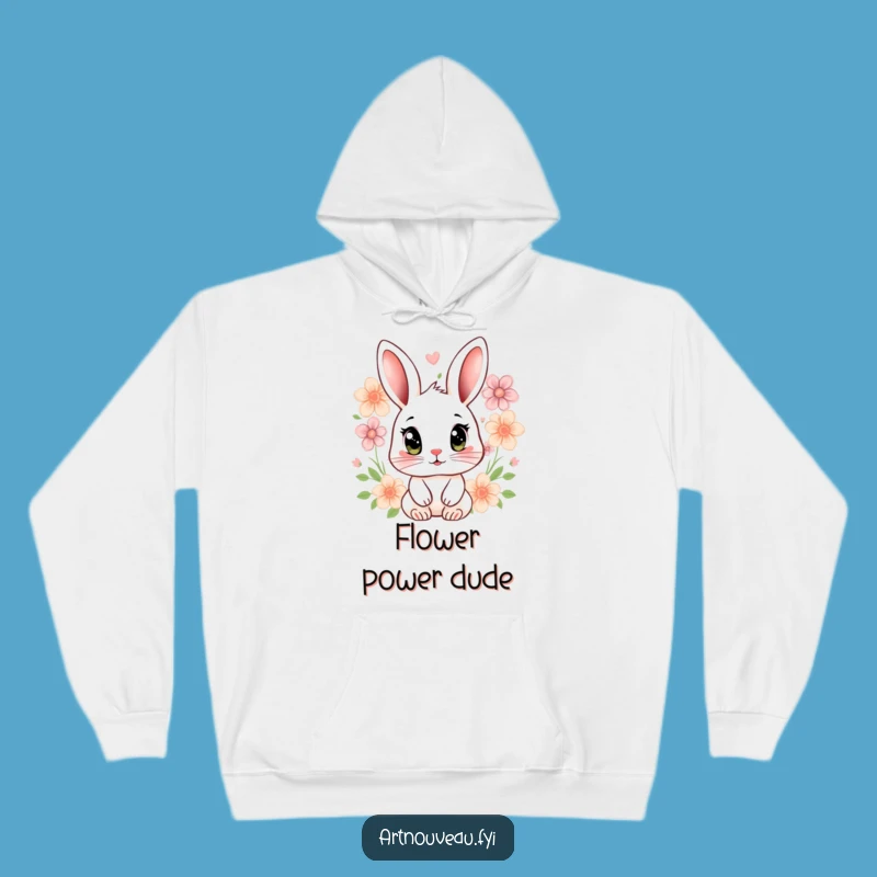 Funny Rabbit Floral Hoodie: Cozy Eyes & Blooms Gift