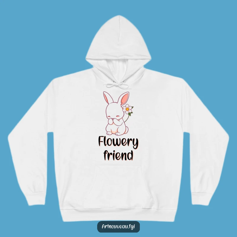 Funny Art Nouveau Rabbit Hoodie - Graceful Bow, Cozy Funny Gift