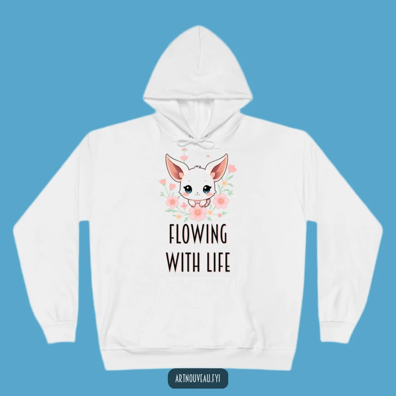 Funny Creature Hoodie: Cozy Fantasy with Floating Ears & Floral Art