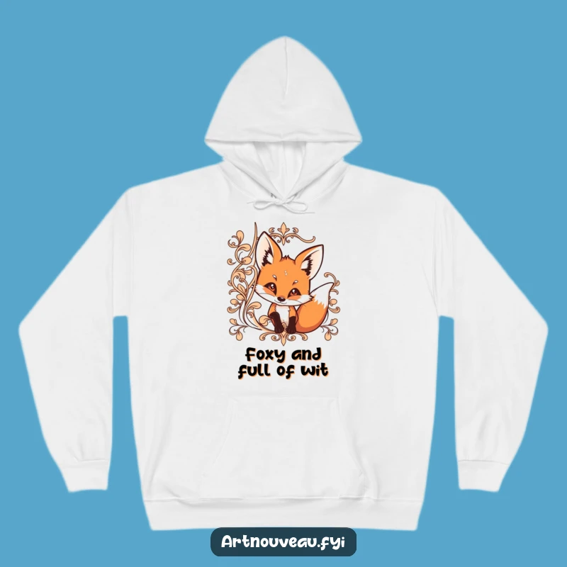 Funny Fox Peek Hoodie: Cozy, Curious Fox, Ornate Lines, Warm Funny Gift