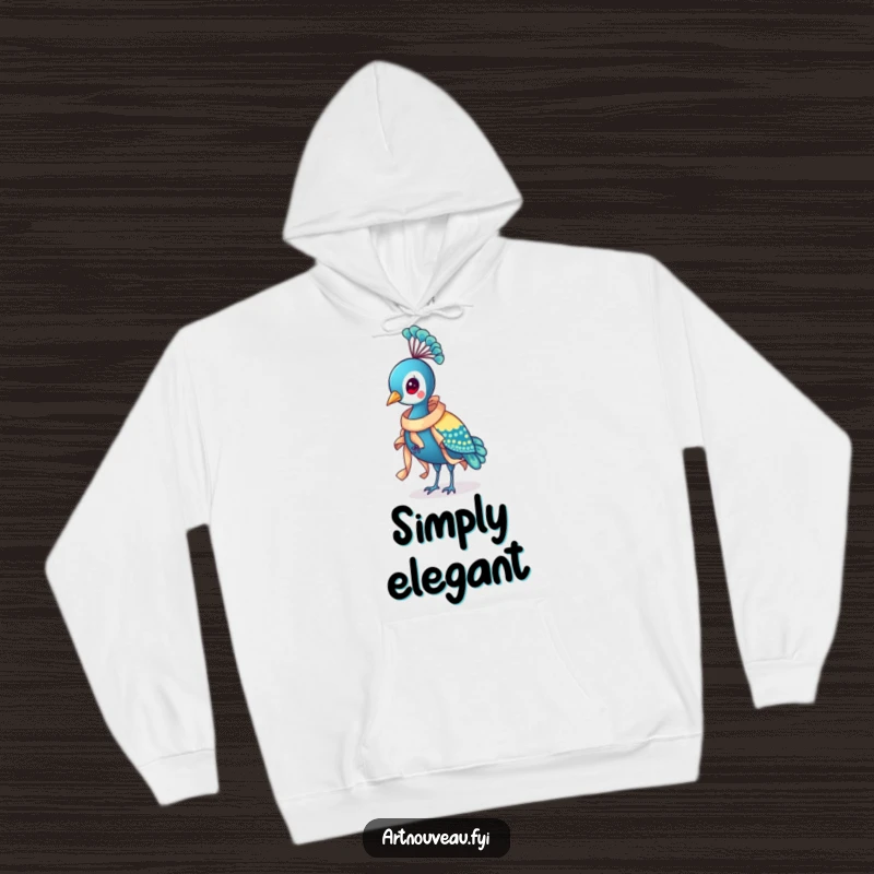 Funny Peacock Ribbon Hoodie designed with a distinguished bird wearing an ornate, flowing ribbon, offering warmth and a touch of humorous elegance.