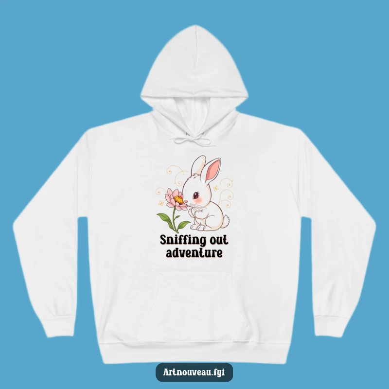 Funny Rabbit Hoodie: Cozy Art Nouveau Comfort, Floral Inspecting, Perfect Gift