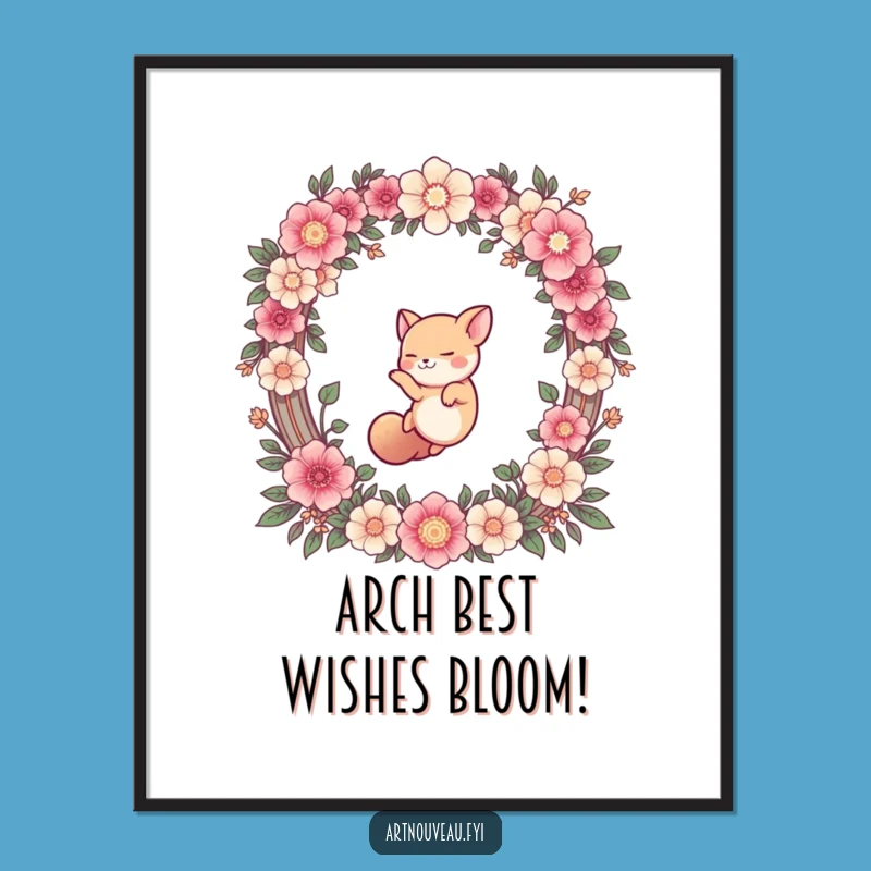 Funny Free Printable Wall Art: Cute Animal Floral Arch Whimsical Downloadable Decor