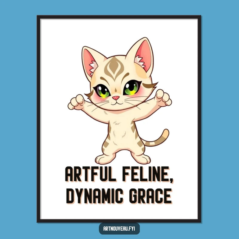 Free Printable Wall Art: Dynamic Feline Design, Downloadable Funny Art Deco Decor