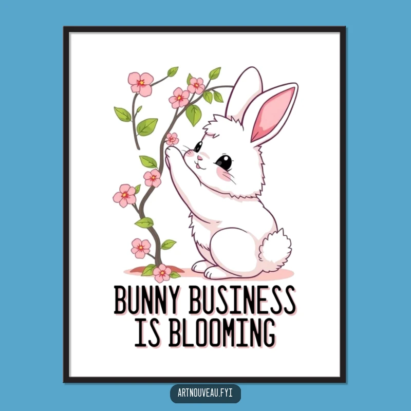 Free Printable Wall Art: Funny Bunny Bloom - Cute Downloadable Decor