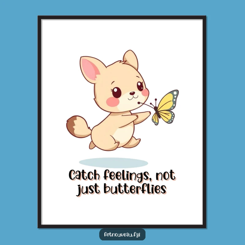 Free Printable Wall Art: Whimsical Animal Butterfly Chase - Playful Decor