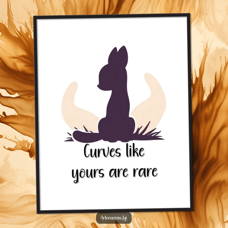 Funny Free Printable Wall Art: A striking animal silhouette against a mesmerizing backdrop of organic, curving shapes.