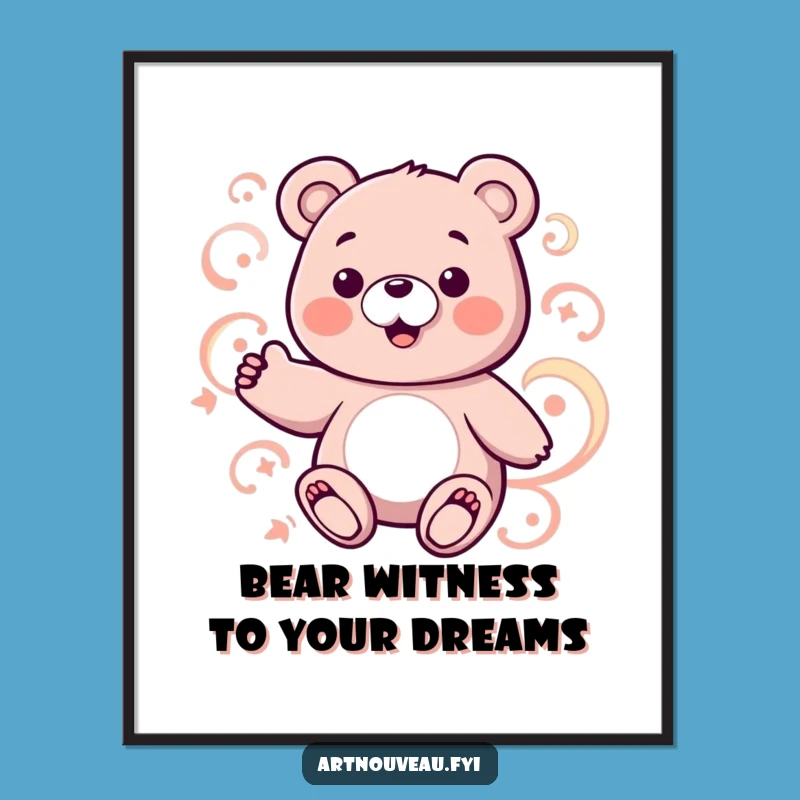 Free Printable Bear Wall Art: Charming Bear Swirls Downloadable Decor