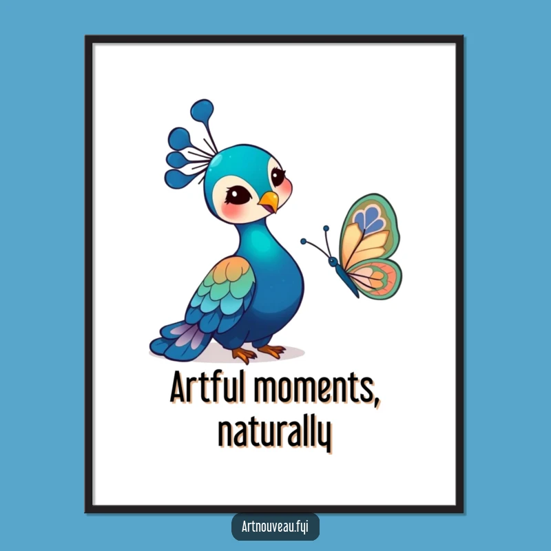 Free Printable Wall Art: Art Nouveau Peacock Butterfly Funny Downloadable Art