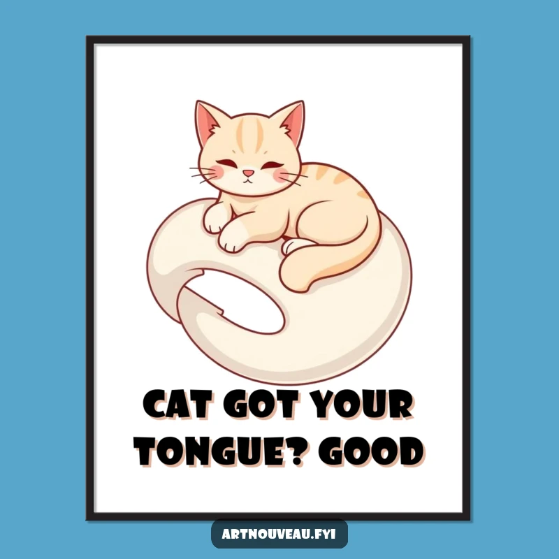 Free Printable Wall Art: Graceful Cat Swirl - Funny Downloadable Decor