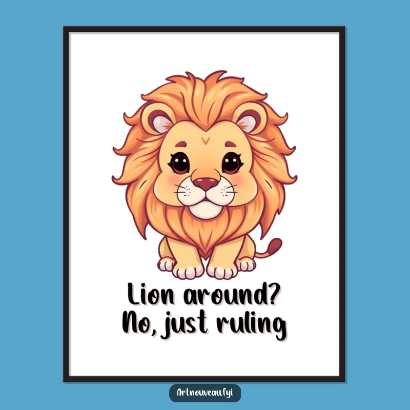 Free Printable Wall Art: Majestic Lion Design, Downloadable Funny Home Decor Art