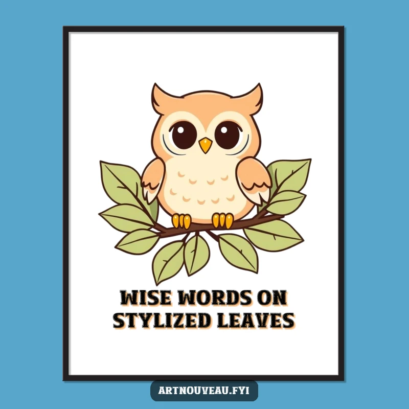 Free Printable Wall Art: Playful Owl Art Nouveau Funny Downloadable Decor for Your Space