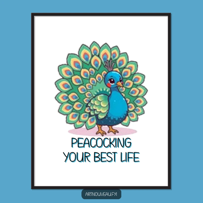 Funny Free Printable Wall Art: Peacock Tail Display Downloadable Art Print