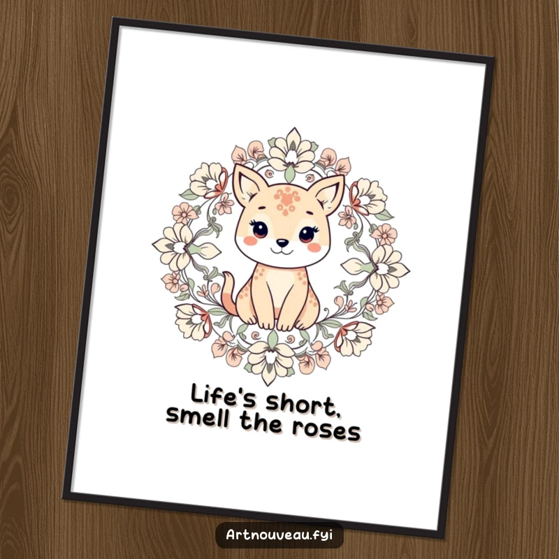 Funny Free Printable Wall Art: An animal surrounded by intricate, symmetrical floral elements, elegant and humorous wall decor.