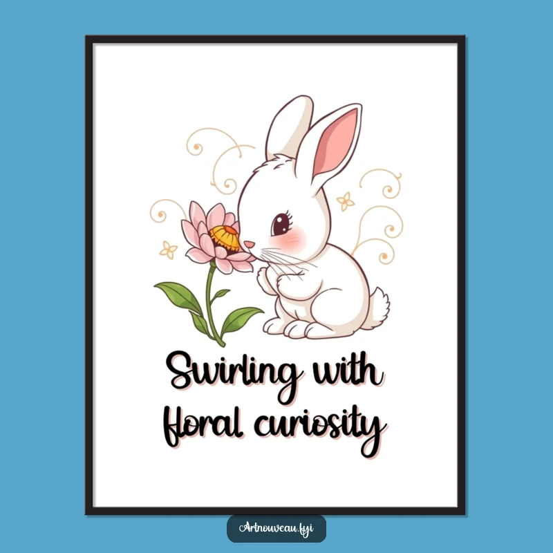 Free Printable Wall Art: Curious Rabbit Art Nouveau Funny Downloadable Decor for Your Home