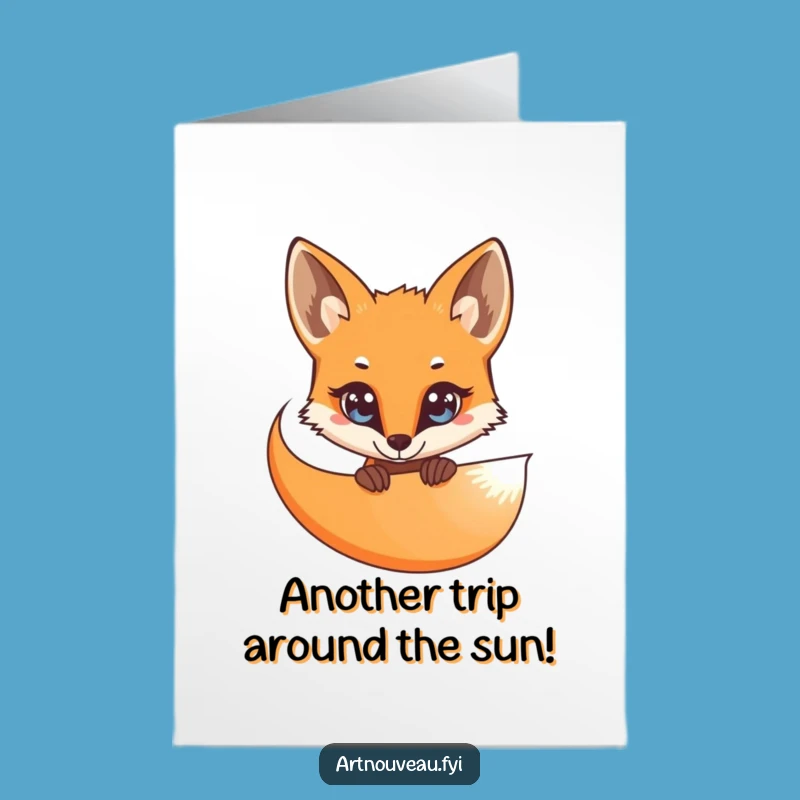 Free Printable Birthday Card: Curious Fox Peeking, Funny Downloadable Animal Gift