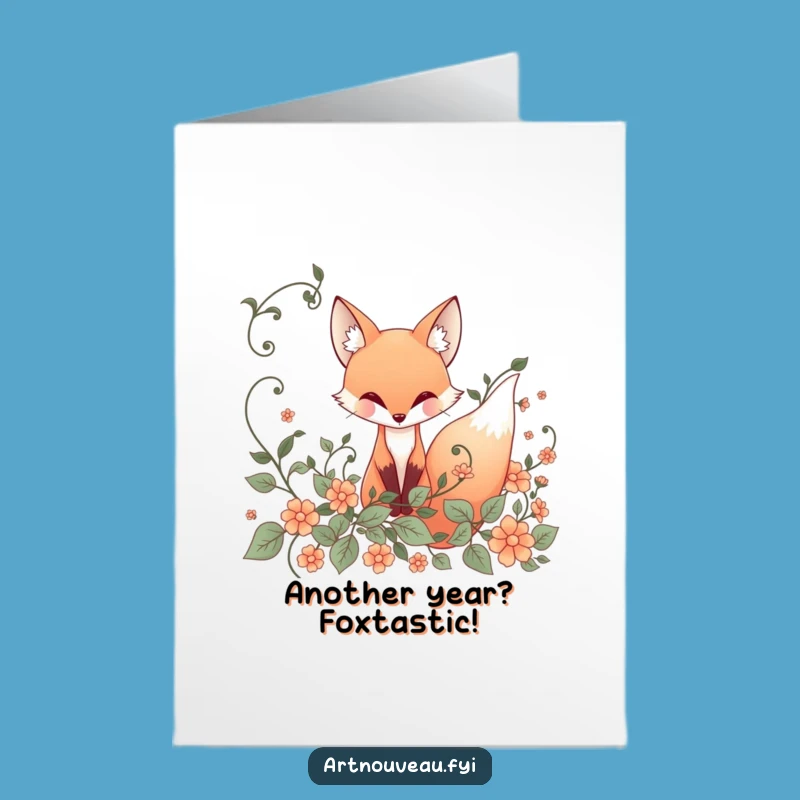 Free Printable Birthday Card: Whimsical Fox Funny Downloadable Gift for Him or Her