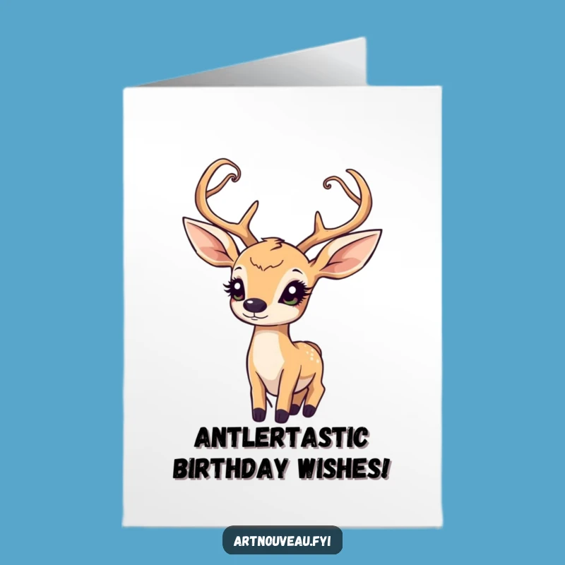 Free Printable Birthday Card: Whimsical Deer Wonder Funny Downloadable Gift