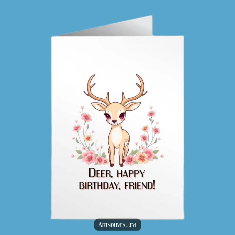 Free Printable Birthday Card: Graceful Deer Funny Downloadable Gift for Nature Lovers