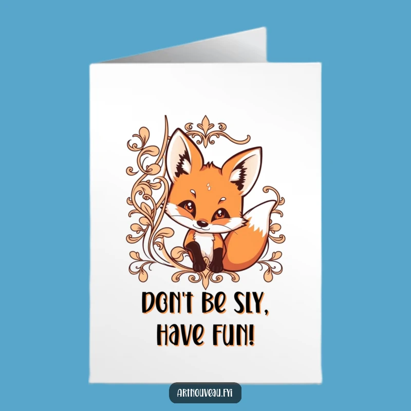 Free Printable Birthday Card: Curious Fox peeking - Funny Downloadable Gift