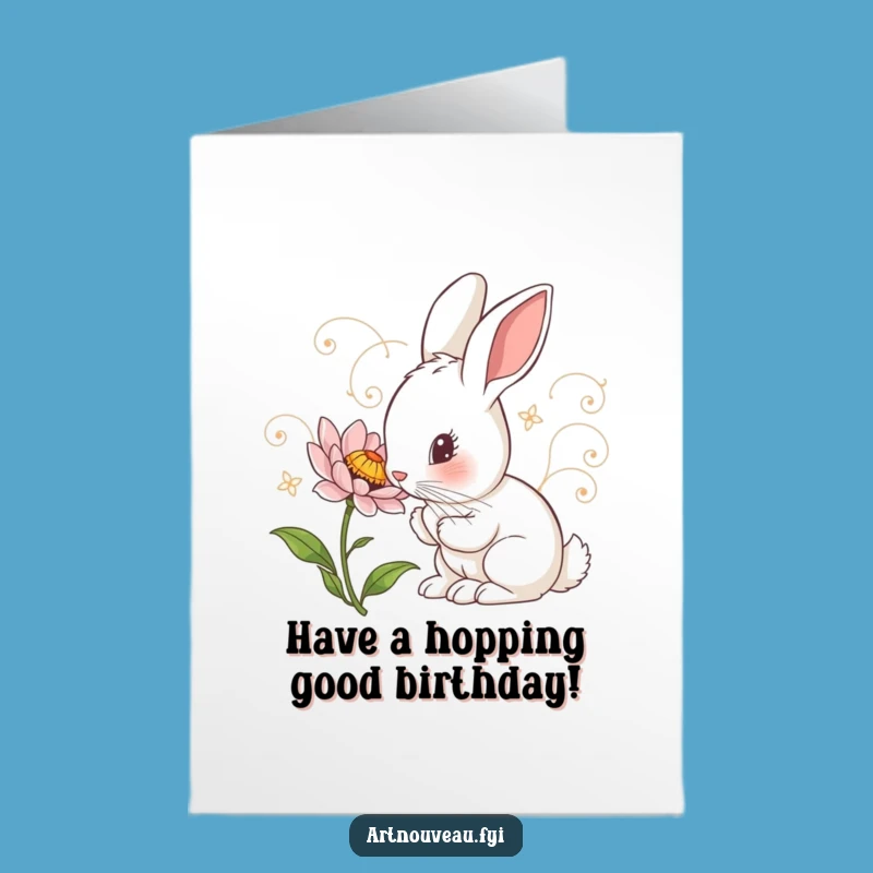 Free Printable Birthday Card: Curious Rabbit Funny Downloadable Gift for Garden Lovers