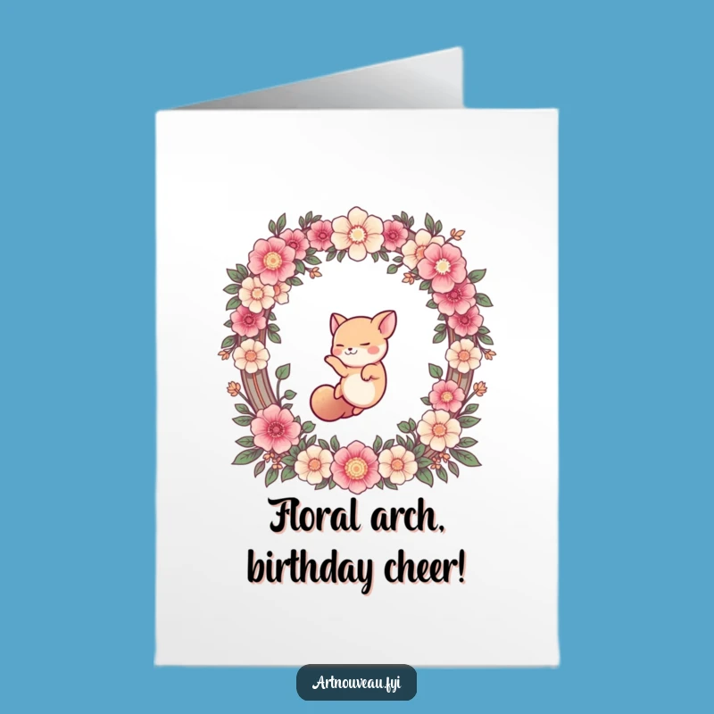 Free Printable Birthday Card: Cute Animal Floral Dive Funny Downloadable Gift