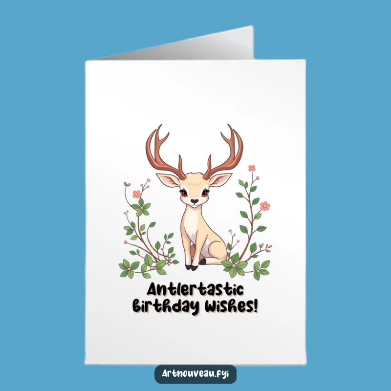 Free Printable Birthday Card: Elegant Animal & Vine Art for a Chic Celebration