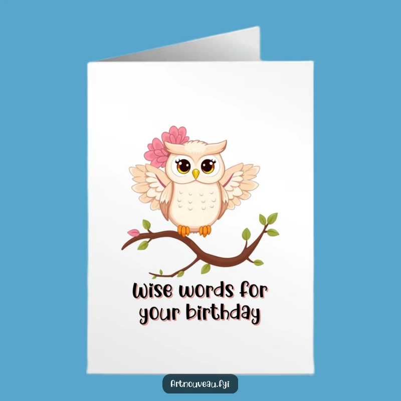 Free Printable Birthday Card: Elegant Owl Design, DIY Downloadable Gift for Nature Lovers