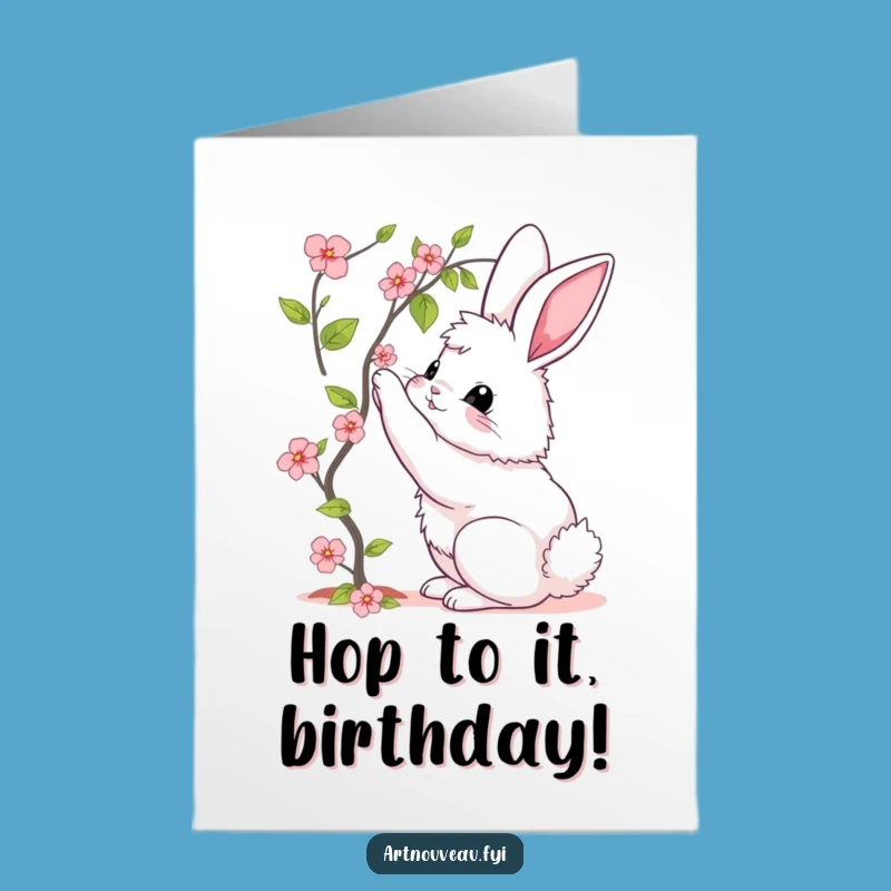 Free Printable Birthday Card: Funny Bunny Bloom Design - Downloadable Gift