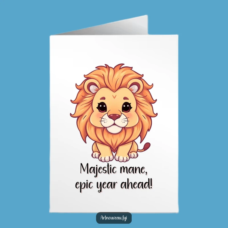 Free Printable Birthday Card: Funny Lion Design, Downloadable Funny Gift for Him Her