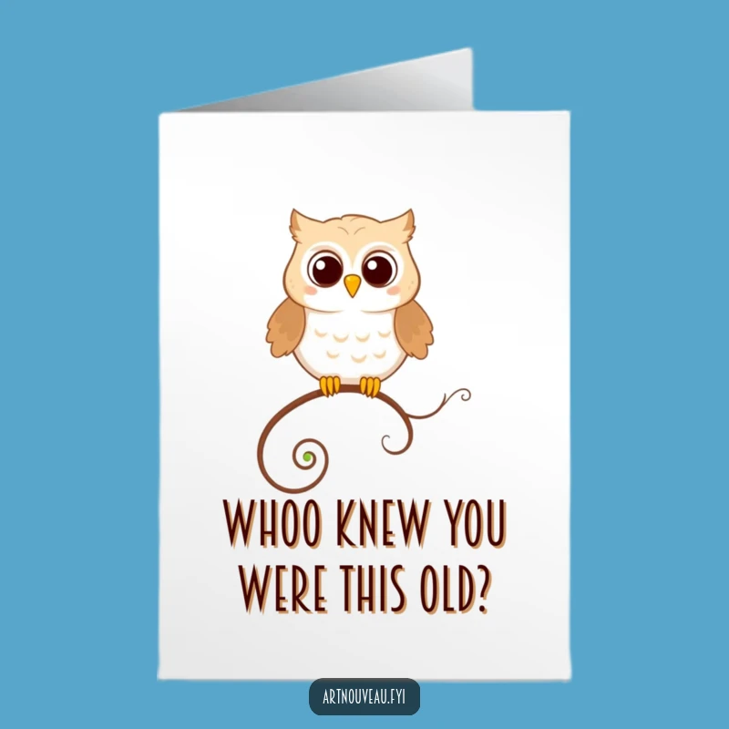 Free Printable Birthday Card: Happy Owl Perched, Funny Downloadable Whimsical Gift