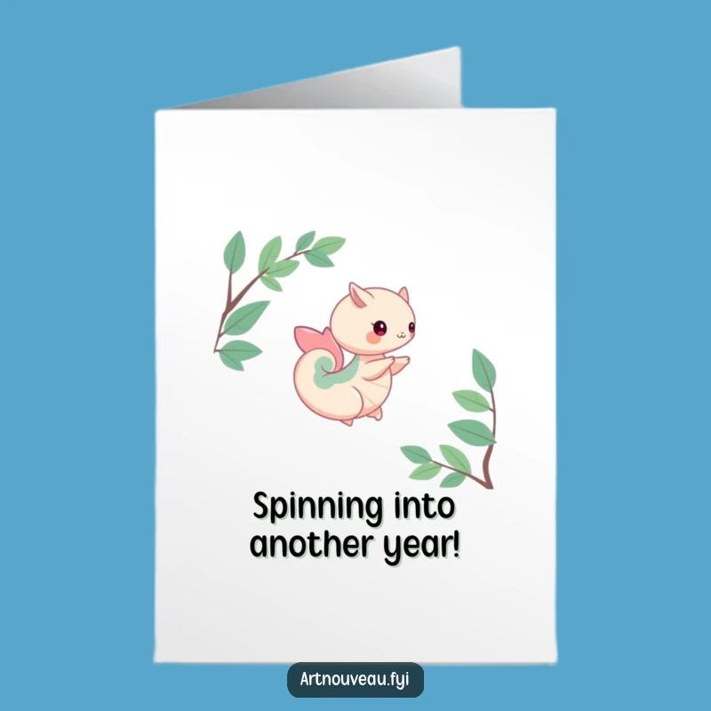 Free Printable Birthday Card: Nature Curves Creature Spin Funny Downloadable Gift
