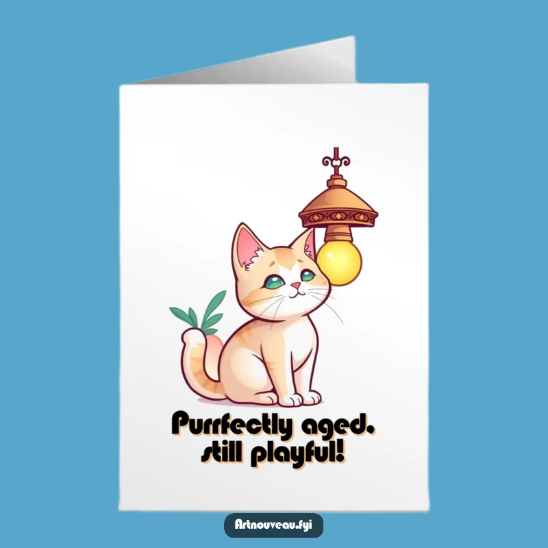 Free Printable Cat Birthday Card: Funny Feline Friend Chasing Birthday Fun At Home