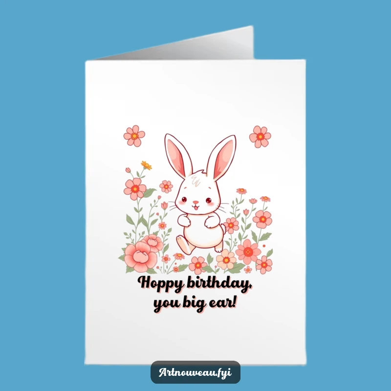 Free Printable Funny Rabbit Birthday Card - Whimsical Bunny Hop, Downloadable Gift
