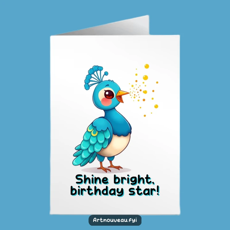 Free Printable Birthday Card: Golden Dust Peacock Funny Downloadable Gift