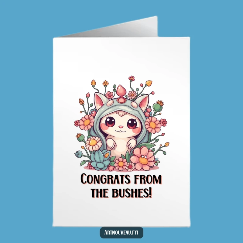 Free Printable Congrats Card: Curious Creature, Organic Details, Humorous Gift