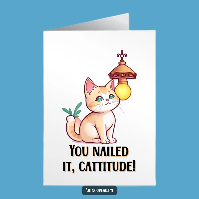 Free Printable Cat Congrats Card: Stylish Feline Celebrating Your Big Achievement