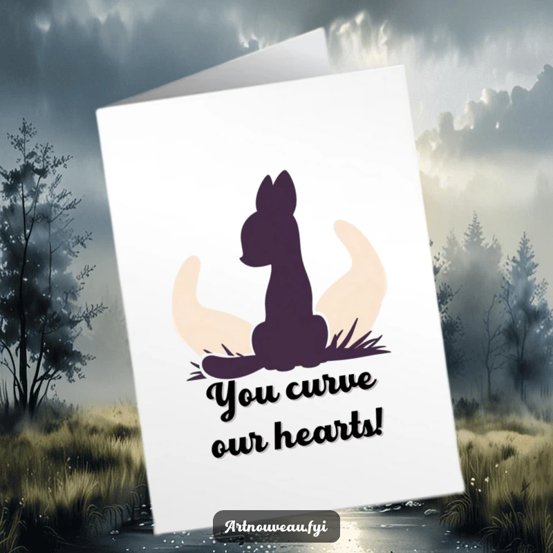 Funny Free Printable Congrats Card: A minimalist animal silhouette against a dynamic backdrop of organic curves.
