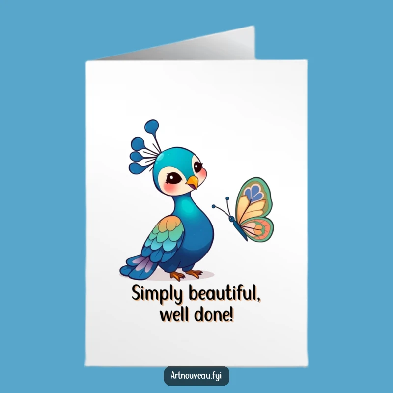 Free Printable Congrats Card: Art Nouveau Peacock Butterfly Funny Gift