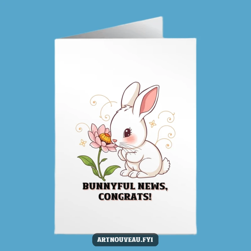 Free Printable Congrats Card: Curious Rabbit Funny Downloadable Gift for New Beginnings