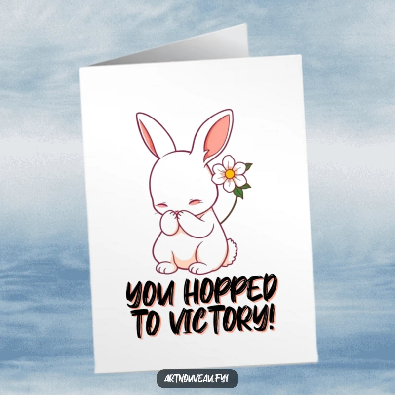 Funny Free Printable Congrats Card: An Art Nouveau rabbit bowing elegantly, celebrating your special news with flair.