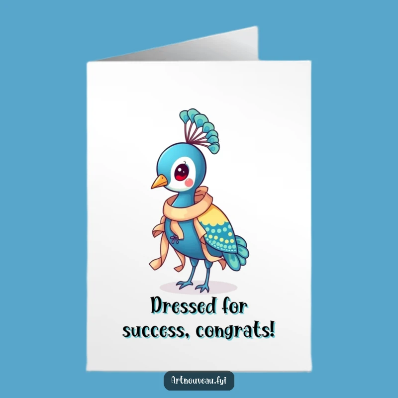 Free Printable Congrats Card: Ornate Ribbon Peacock Funny Downloadable Gift