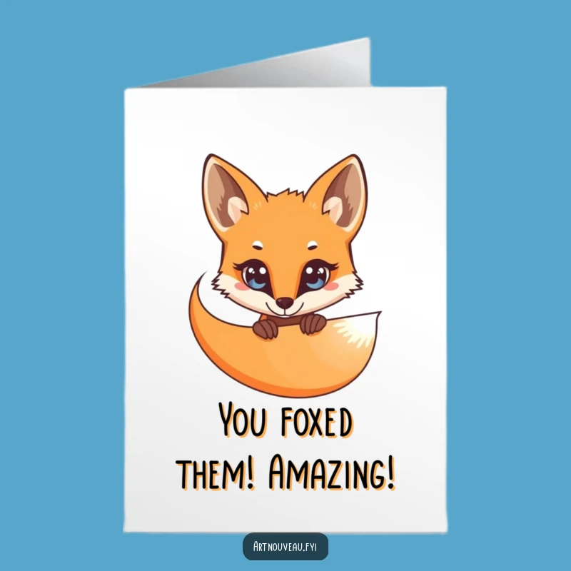 Free Printable Congrats Card: Sly Fox Peeking, Funny Downloadable Celebration Art