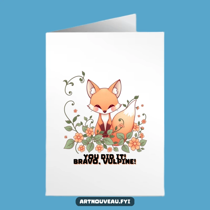 Free Printable Congrats Card: Whimsical Fox Funny Downloadable Gift for Any Celebration