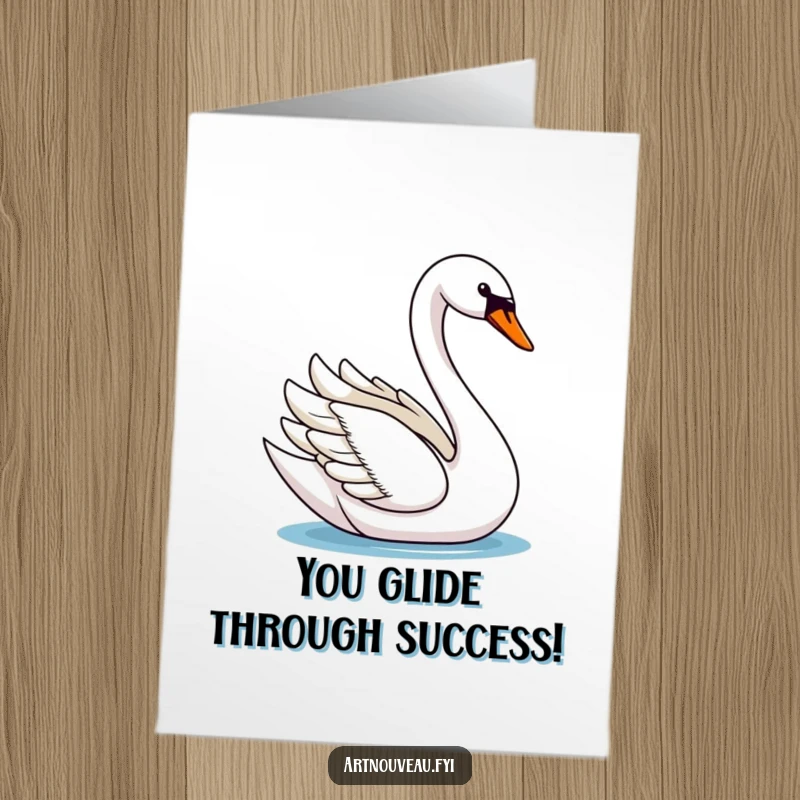 Elegant Free Printable Congratulations Card showcasing a graceful swan gliding, perfect for celebrating successes with class and style.
