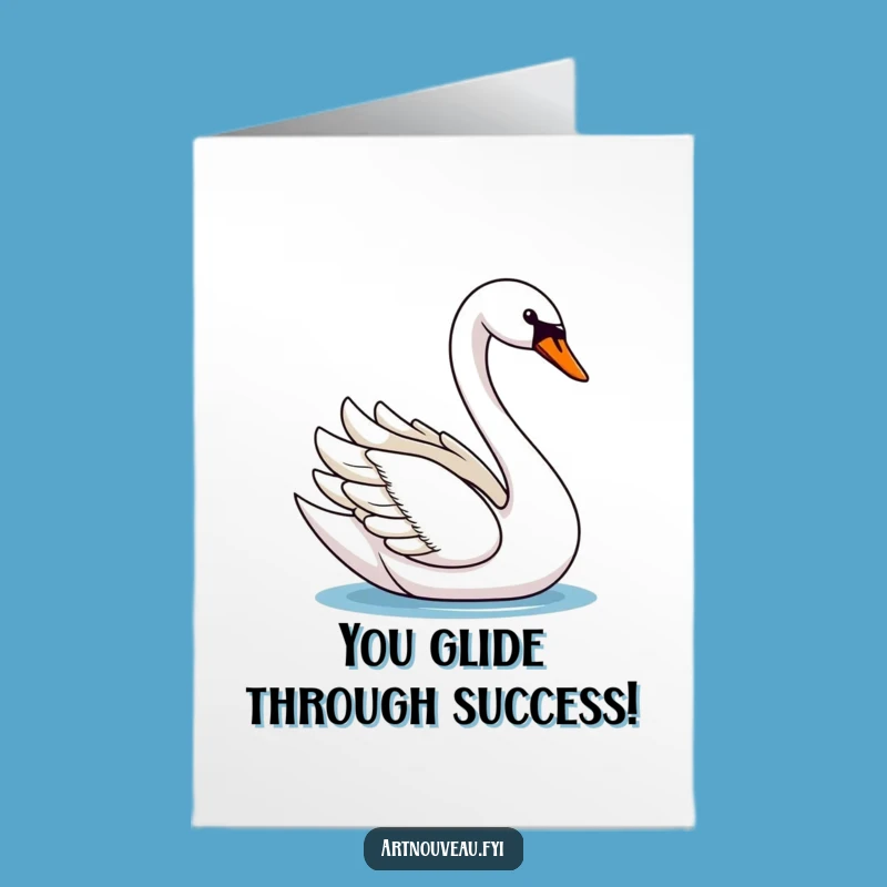 Free Printable Swan Congratulations Card - Elegant Glide Design, Downloadable Art