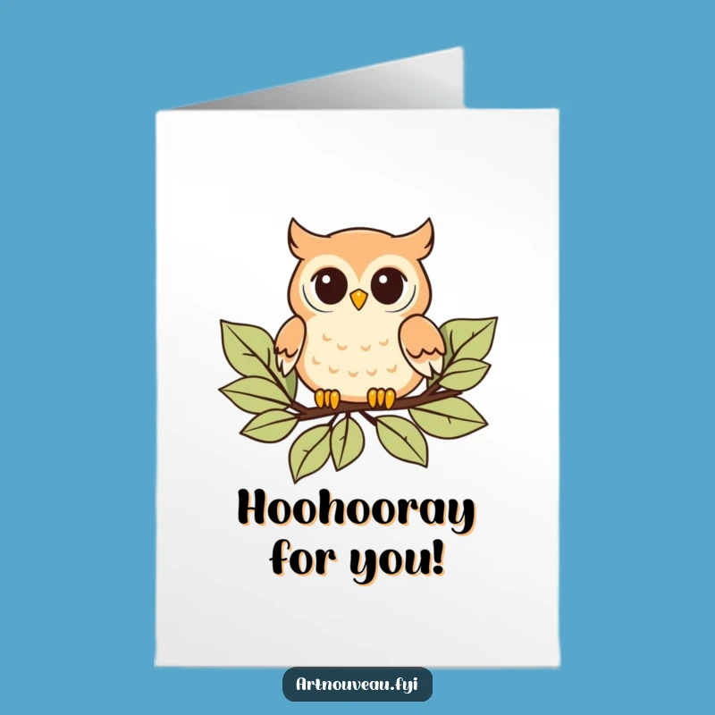 Free Printable Congrats Card: Playful Owl Funny Downloadable Gift for Celebrating Success