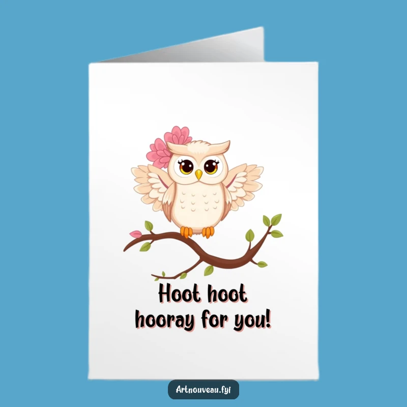 Free Printable Congrats Card: Wise Owl Celebrates Success, DIY Downloadable Gift for Achievers