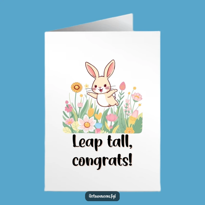 Free Printable Congrats Card: Happy Hare Hop Downloadable Gift