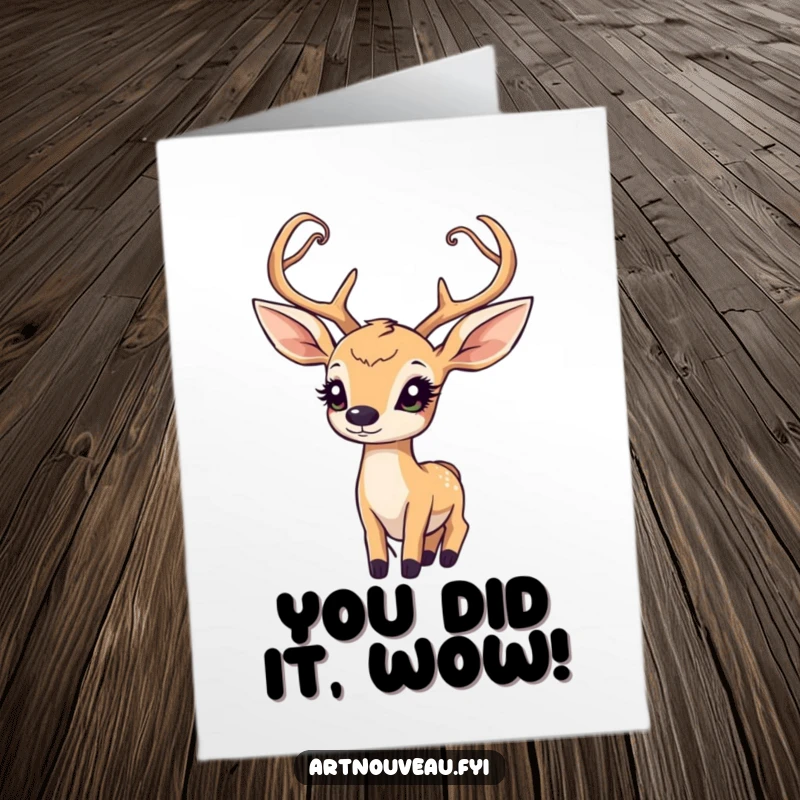 Funny Free Printable Congratulations Card showcasing a wondrous deer with elegant antlers, a perfect downloadable gift for any celebration.